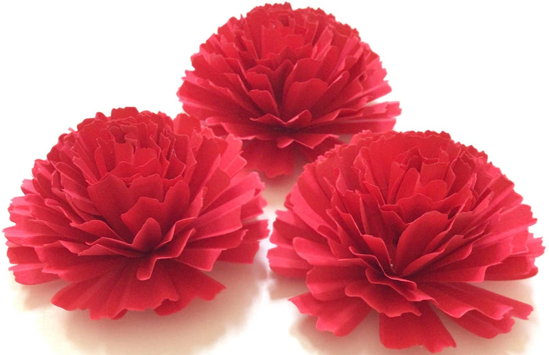 Paper Flower Handcrafted 3.5" Red Carnation Wedding Party Home Backdrop Decor Carnation