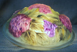 Vintage Hydrangea Puffy Ceiling Chandelier Glass Shade 13 1/2 In. Inside Painted Hydrangea