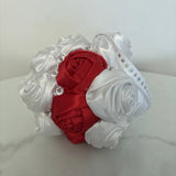Handmade Silk Roses Faux Rhinestone Wedding Bridesmaid Bouquet Kissing Ball Bouquet