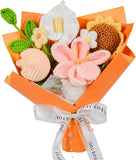 Handmade Crochet Flower Bouquet Orange Tulip  Knitted Bouquet for Birthday Sunflower