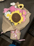 BEAUTIFUL Handmade Knitted Bouquet Crochet Flowers Sunflower, Daisy & Rose New Sunflower