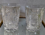 2 Art Deco Cut Crystal Sunflower Tumblers Sunflower