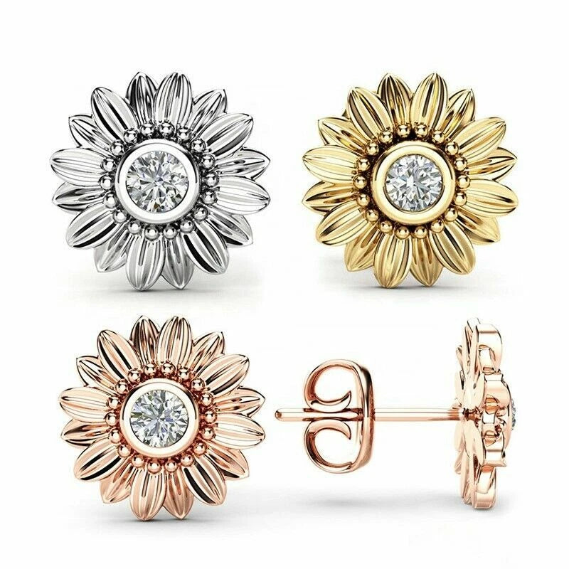 925 Sterling Silver Sun Flower Stud Fashion Daisy Earrings Women Jewelry Gift Daisies