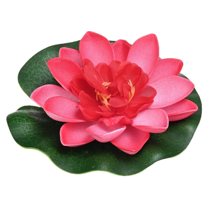1-Set Artificial Foam Lotus Flower with Water Lily Pad, 4" [Pink] Lily