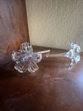 2 Vintage Handblown Clear Glass Lily Flower Figurines Lily