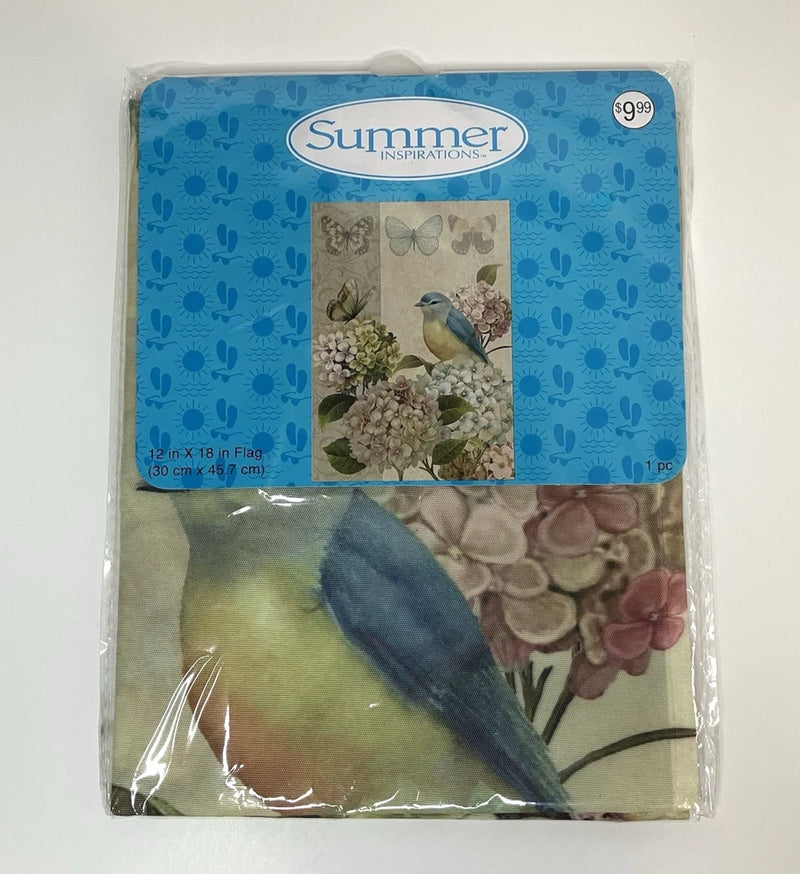 Summer Inspirations 12x18" Flag Bird Butterflies Hydrangeas Outdoor New Hydrangea