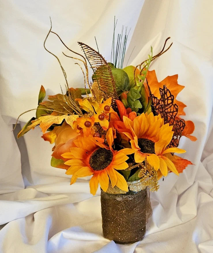 Fall/autumn artificial flower arrangement A3 Sunflower