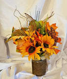 Fall/autumn artificial flower arrangement A3 Sunflower