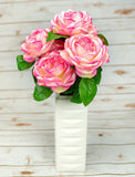 20"  Pink WT Blush Peony Rose Cabbage Head Artificial Silk Flower Bouquet Floral Peony