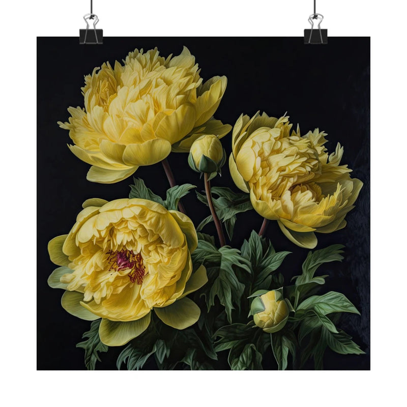 Yellow Peonies Flower Art Print, Yellow Flower Painting, Flower DŽcor 08 Peony