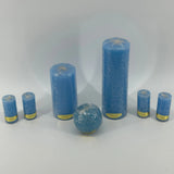 7 Piece Hydrangea Pillar Ball Candle Set Wax Scented Home Decor NEW OUTDOOR USE Hydrangea