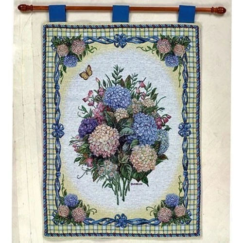 Hydrangea Floral Bouquet Tapestry Wall Hanging ~ Artist, Lena Liu Hydrangea