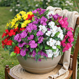6 Bundles Artificial Impatiens Flowers for Outdoors Decoration, Silk Flowers Flowering Plants