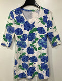 Mahi Gold Hydrangea Walk In Blue Half Sleeve Cotton Dress Size Small Hydrangea