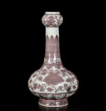 32CM Old Chinese Underglaze Red Porcelain Vase w/peony flower U928 Peony