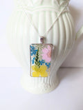 Handmade Daisy Yellow Hydrangea Resin Pendant Pressed Flower Necklace Statement Hydrangea