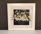 MICHELLE OYE VGT. PRESSED DRIED FLORAL FLOWER BASKET UNDER GLASS FRAMED 12" 12" Dried Flower