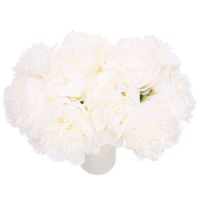 Artificial Flower Heads, Silk Peony Hydrangea Extra White Faux Flowers 10Pcs Peony