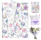 100 Sheets Hydrangea Flower Tissue Paper, Purple Florals Gift Wrap Tissue, Decor Hydrangea
