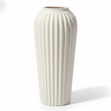 White Flower Vase, 9 Inch Ceramic Small Ribbed Textured Modern Vase for Pampa... Pampas Grass