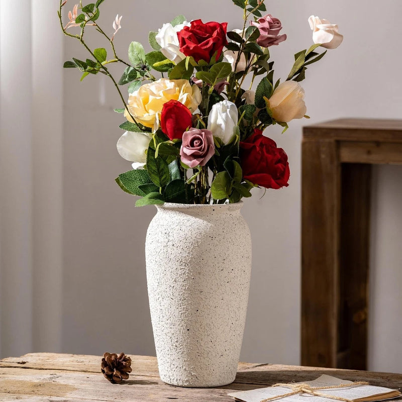 Rustic Farmhouse Flower Large Ceramic Vase, Vintage Pampas Grass Vase, White ... Pampas Grass