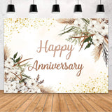 MEHOFOND Boho Happy Anniversary Backdrop White Floral Bohemia Pampas Grass We... Pampas Grass