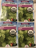 4 packs x 175 MG seeds SWEET BASIL organic Herb Garden Seeds FERRY-MORSE brand 4 Garden Plants