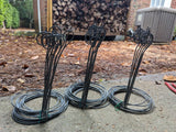 11-inch orchid wire ring stakes, black metal, with circular ring loops (set of 3)