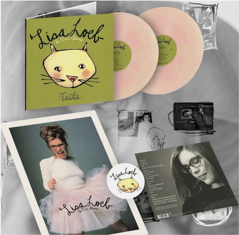 Lisa Loeb & Nine Stories Tails vinyl LP with peach-pink marble records and cat cover art