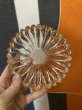 Vintage Light PinkGlass Sunflower Flower Ashtray Trinket Dish Mid Century Modern Sunflower