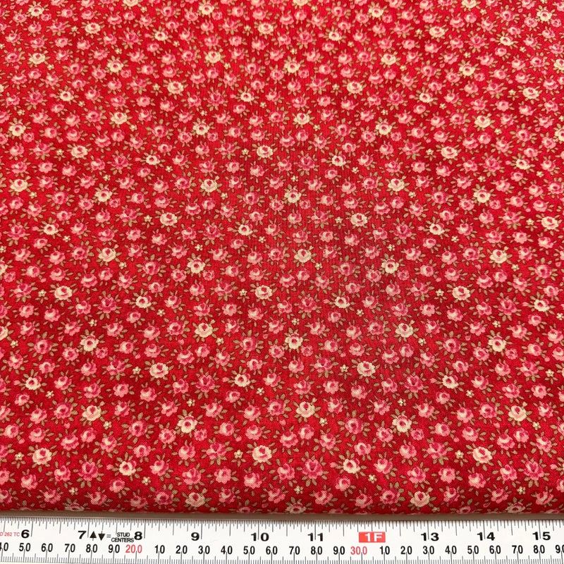 Select Basics by Robyn Pandolph for SSI Floral on Red Cotton by the HALF YARD Flowering Plants