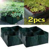 4 Divided Grids Square Garden Grow Pot Raised Garden Planter Fabric Bed - 2PCS Garden Plants