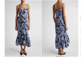 Cinq a Sept Akemi Cool Carnation Ruffle Detail Satin Dress  Size:14  $495  NEW Carnation