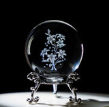 HDCRYSTALGIFTS 3D Engraving Crystal Decorative Ball Lilies Flowers Lily
