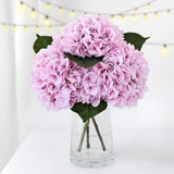 3PCS Soft Pink Hydrangea Artificial Flowers 20" Large Fake Latex Real Touch H... Hydrangea