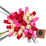 Valentines Day Red Pink White Flower Bouquet The Original Wooden Rose 1,2,3 Doz Roses