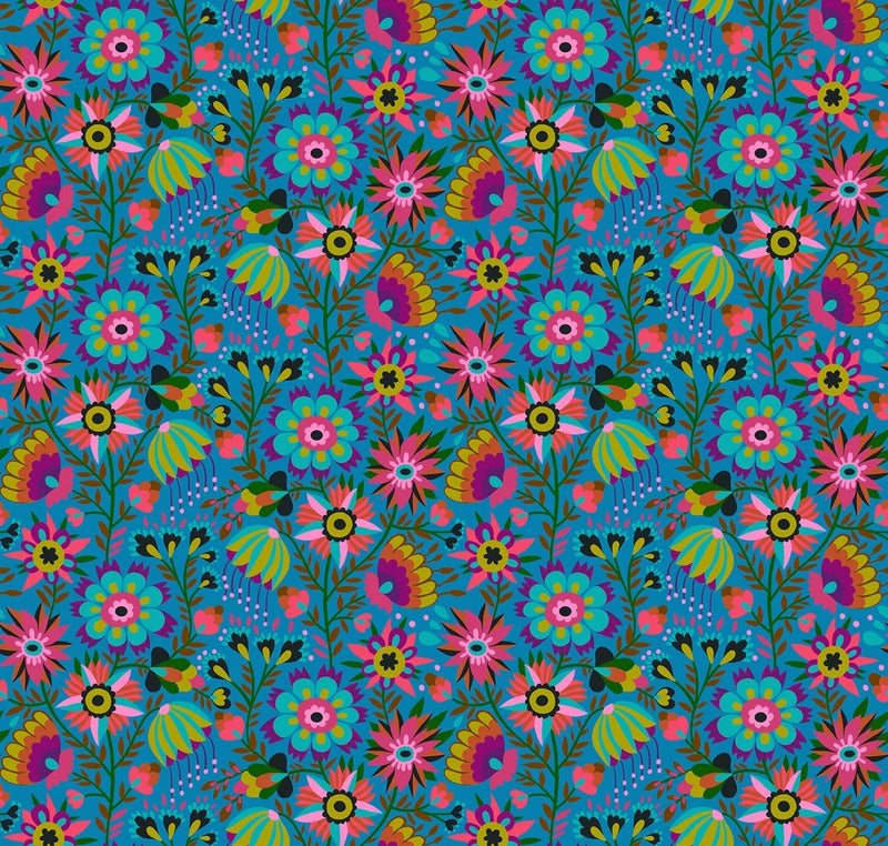 1/2 Yard - Allegory | Charmed - Azul by Anna Maria | AMT142-42L Flowering Plants