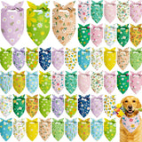 50 Pieces Spring Dog Bandanas Bulk Flower Daisy Sunflower Dog Bandanas for Pe... Sunflower