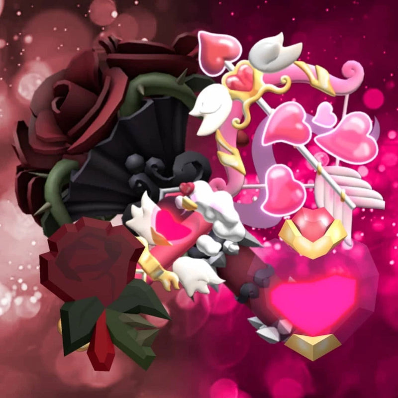 Gothic rose and heart graphic set with 3D roses and hearts, pink and dark accents