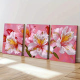 3pcs Lily of the Incas Pink White Flower Wall Art Canvas  Unframed/Framed Lily