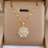 2Ct Round Lab Created Diamond Sunflower Cluster Pendant 14K Yellow Gold plated Sunflower
