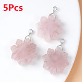 5Pcs 30x7mm Natural Rose Quartz Snowflake Christmas Sunflower Pendant HT2997 Sunflower