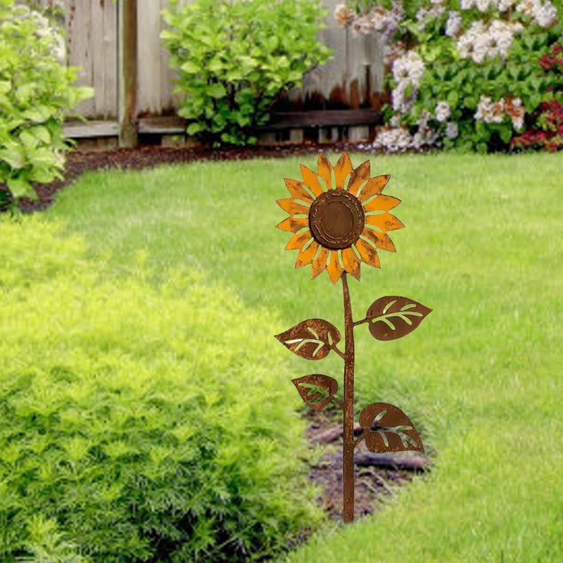 Metal Sunflower Garden Stake Metal Flower Small Ornament Decorative Garden Decor Sunflower