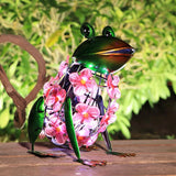 Frog Solar Lights Outdoor, Solar Lantern Waterproof LED Hydrangea Flower Lights Hydrangea