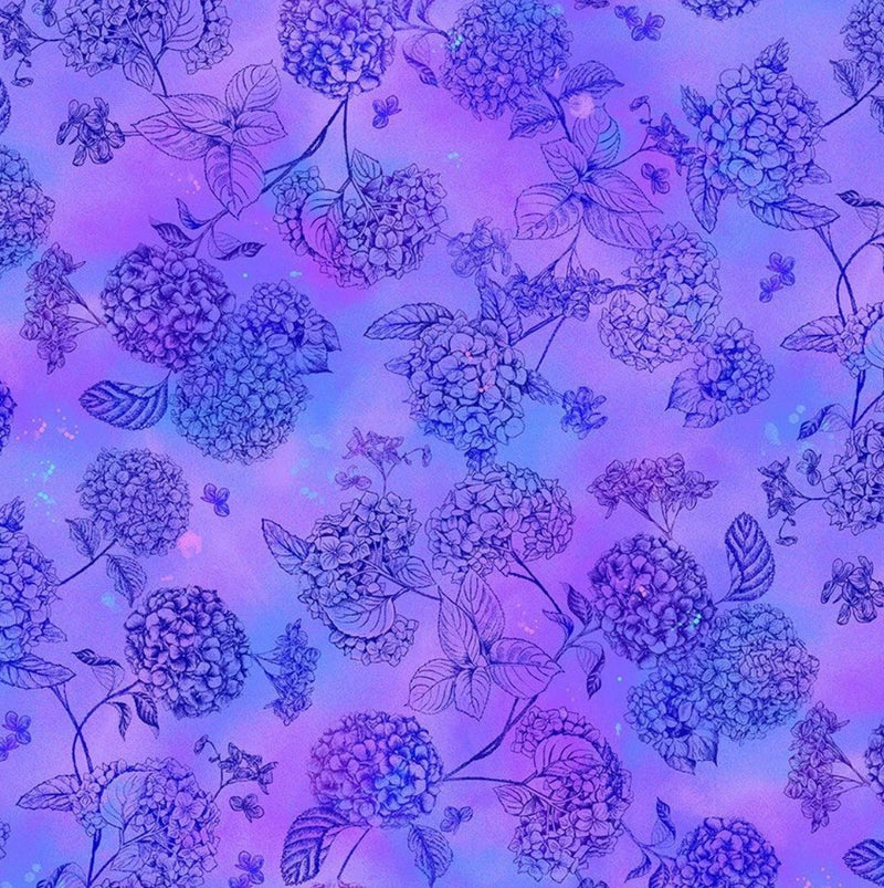Timeless Treasures Midnight Bloom Hydrangea Dream Toile  Fabric by the Yard Hydrangea