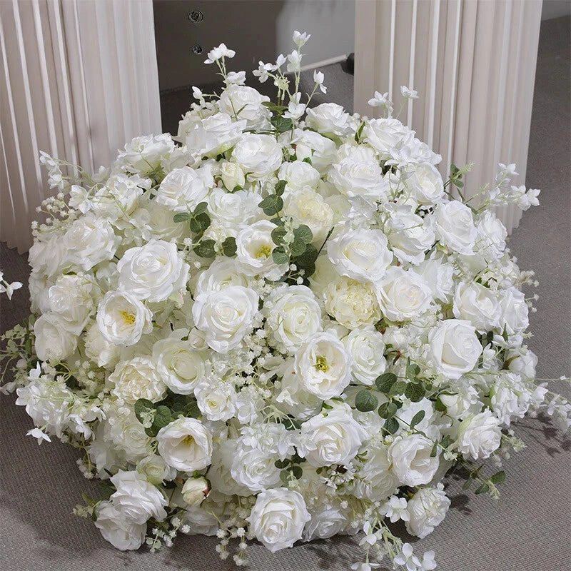 LOT Hydrangea Rose Aritificial Flower Ball Road Leading White Silk Flower Table Hydrangea