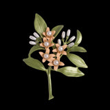 Green Leaf Faux Pearl Lily Flower Bouquet Brooch Pin Lily