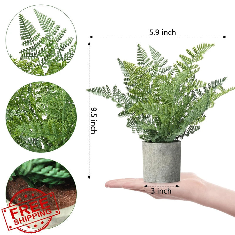 FAVOWREATH 2 Pack Small Artificial Plants Potted Indoor Farmhouse Green Plant