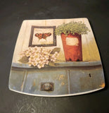 Cypress Home 9" Decorative Plate With Hydrangea, Butterfly Picture, Flower Vase Hydrangea