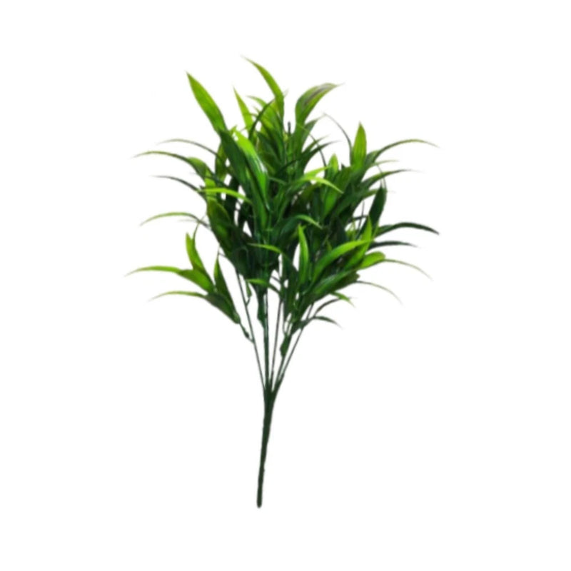 Artificial faux greenery plant stem bundle with dense green leaves